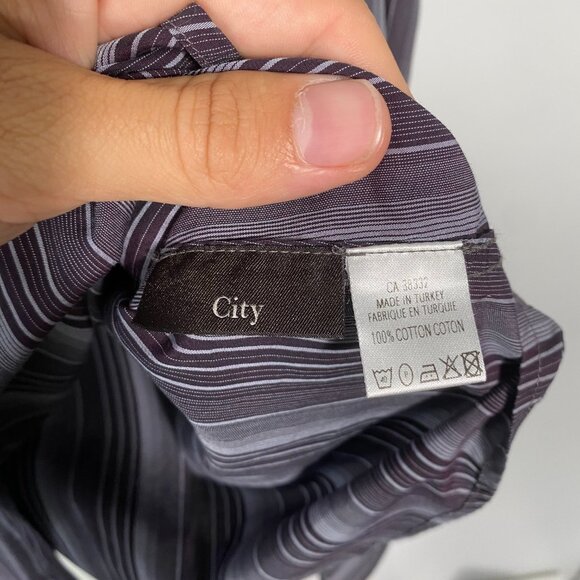 Z Zegna Vertical Stripe Pearl Button City Shirt Size XL - Picture 5 of 6